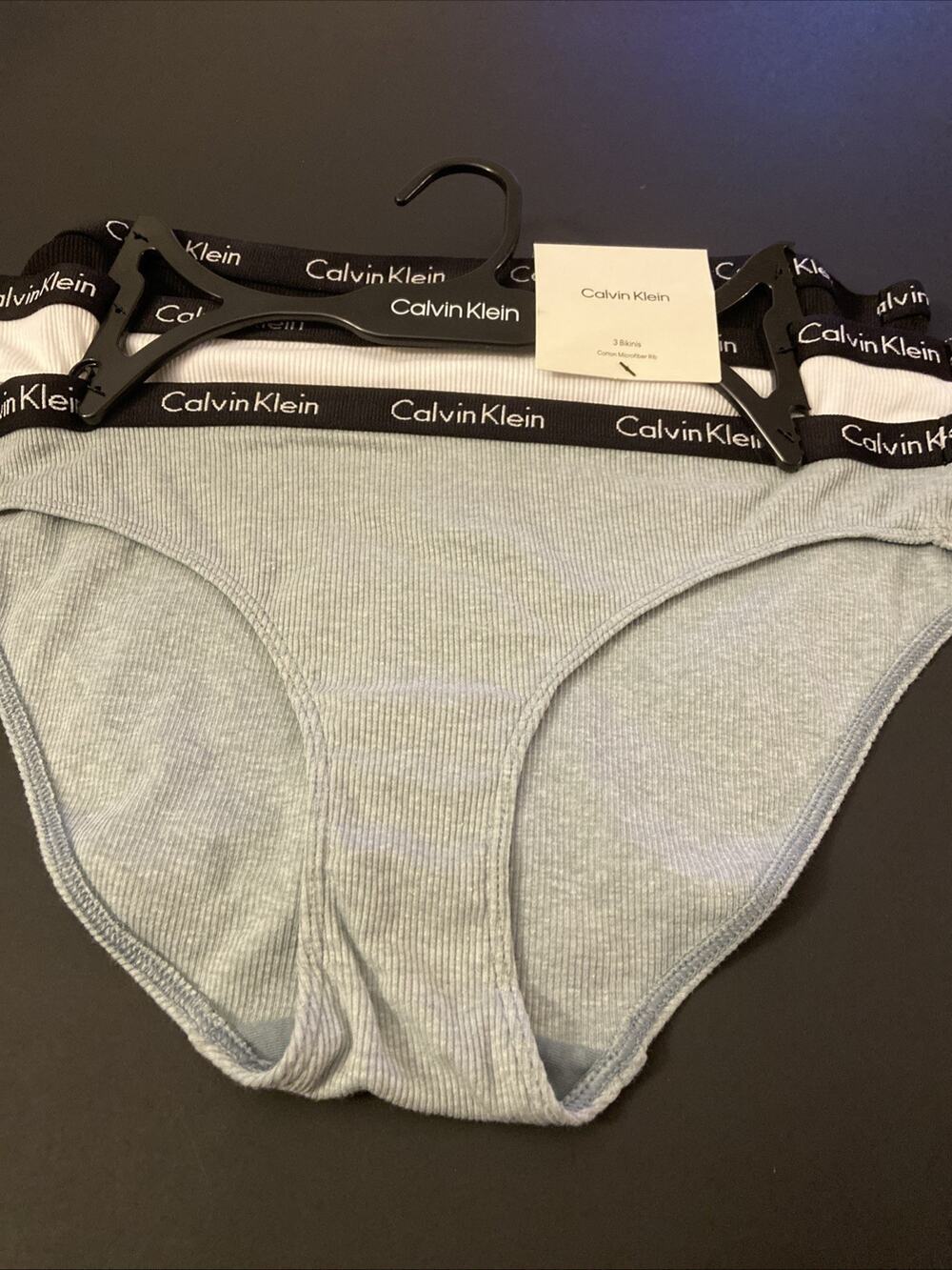 NEW! Calvin Klein 3 Pack Assorted Cotton Blend Bikini Panties / Large / MSRP $35